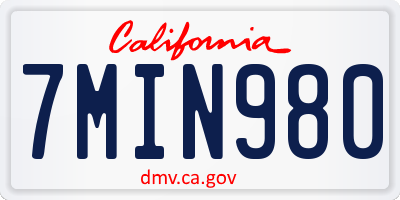 CA license plate 7MIN980
