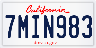 CA license plate 7MIN983