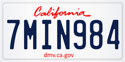 CA license plate 7MIN984