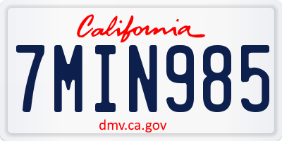 CA license plate 7MIN985