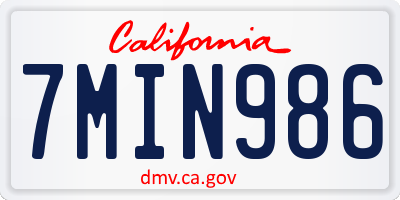CA license plate 7MIN986