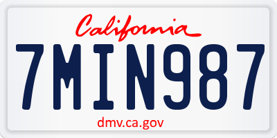 CA license plate 7MIN987