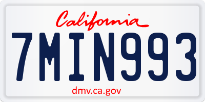 CA license plate 7MIN993