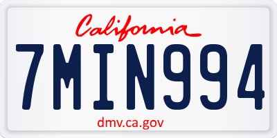 CA license plate 7MIN994