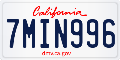 CA license plate 7MIN996