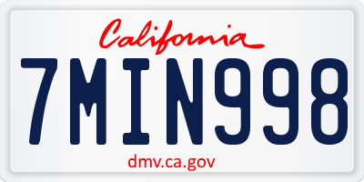 CA license plate 7MIN998