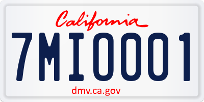 CA license plate 7MIO001
