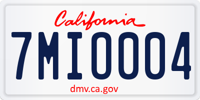 CA license plate 7MIO004