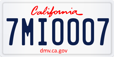 CA license plate 7MIO007