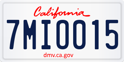 CA license plate 7MIO015