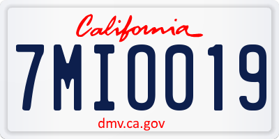 CA license plate 7MIO019