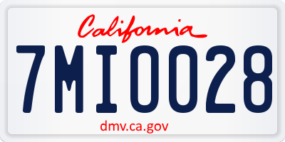 CA license plate 7MIO028