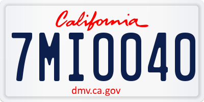 CA license plate 7MIO040