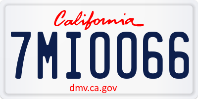 CA license plate 7MIO066