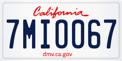 CA license plate 7MIO067