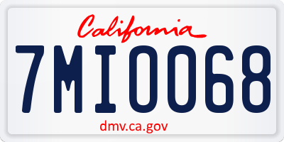 CA license plate 7MIO068