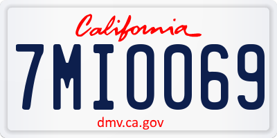CA license plate 7MIO069