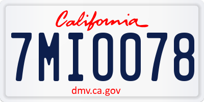 CA license plate 7MIO078