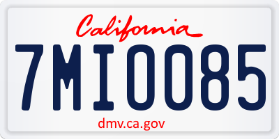 CA license plate 7MIO085