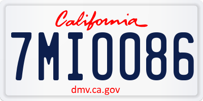 CA license plate 7MIO086