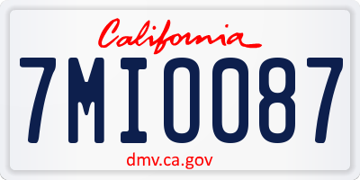 CA license plate 7MIO087