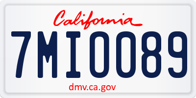 CA license plate 7MIO089