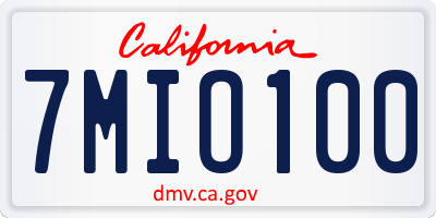 CA license plate 7MIO100