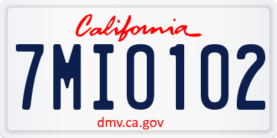 CA license plate 7MIO102