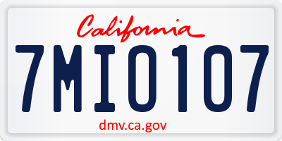 CA license plate 7MIO107