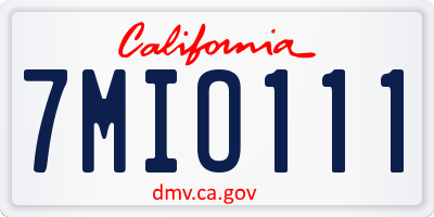 CA license plate 7MIO111