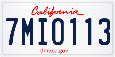 CA license plate 7MIO113
