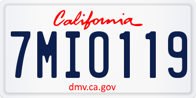 CA license plate 7MIO119