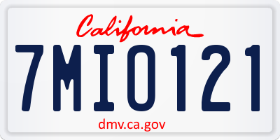 CA license plate 7MIO121