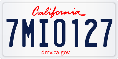 CA license plate 7MIO127