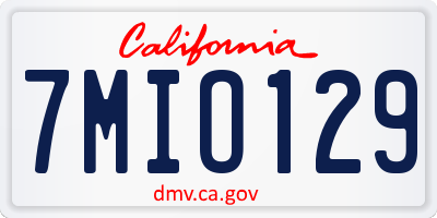 CA license plate 7MIO129