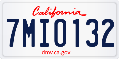 CA license plate 7MIO132