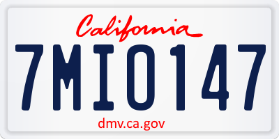 CA license plate 7MIO147