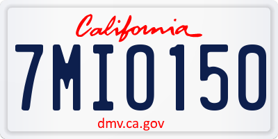 CA license plate 7MIO150