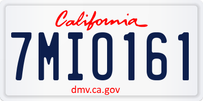 CA license plate 7MIO161