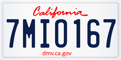CA license plate 7MIO167