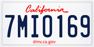 CA license plate 7MIO169
