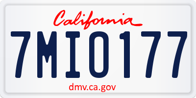 CA license plate 7MIO177