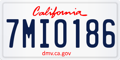 CA license plate 7MIO186
