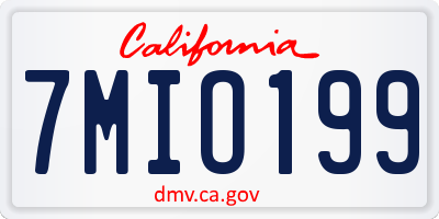 CA license plate 7MIO199