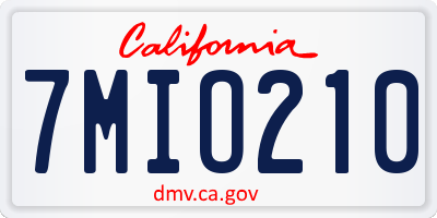 CA license plate 7MIO210