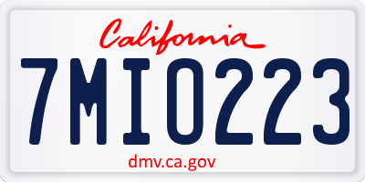CA license plate 7MIO223