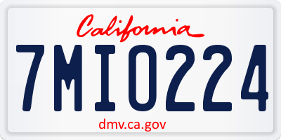 CA license plate 7MIO224