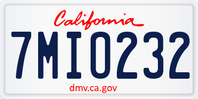 CA license plate 7MIO232