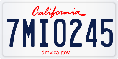 CA license plate 7MIO245