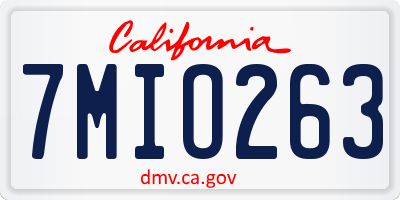 CA license plate 7MIO263